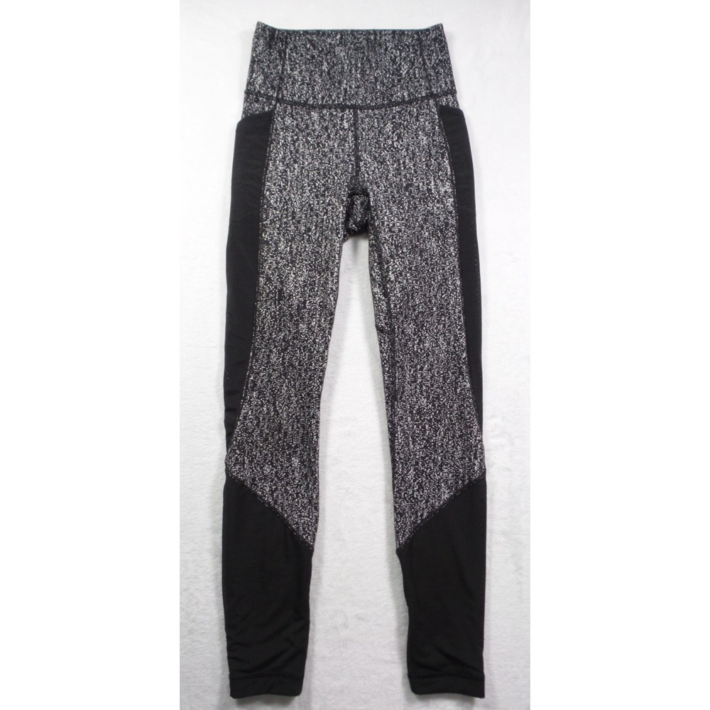 Lululemon Leggings Womens Size 4 Black Jacquard Fit Physique Stretch‎ Athleisure
